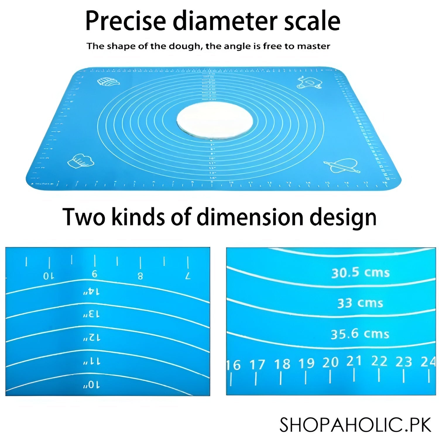 Silicone Baking Roti Mat With Measurements – Heat Resistant Non-Stick Flour Rolling & Kneading Dough Pad | Size 50x40 (Random Color)